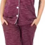 Sevnix Women Solid Maroon Night Suit Set